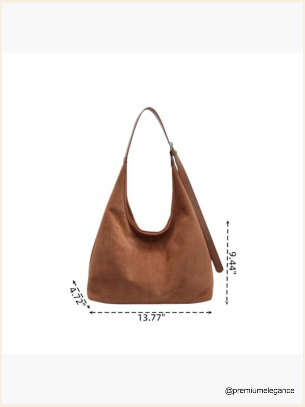 Slouchy Suede Hobo Bag Faux Leather Tote Shoulder Work Bag - Picture 3 of 7
